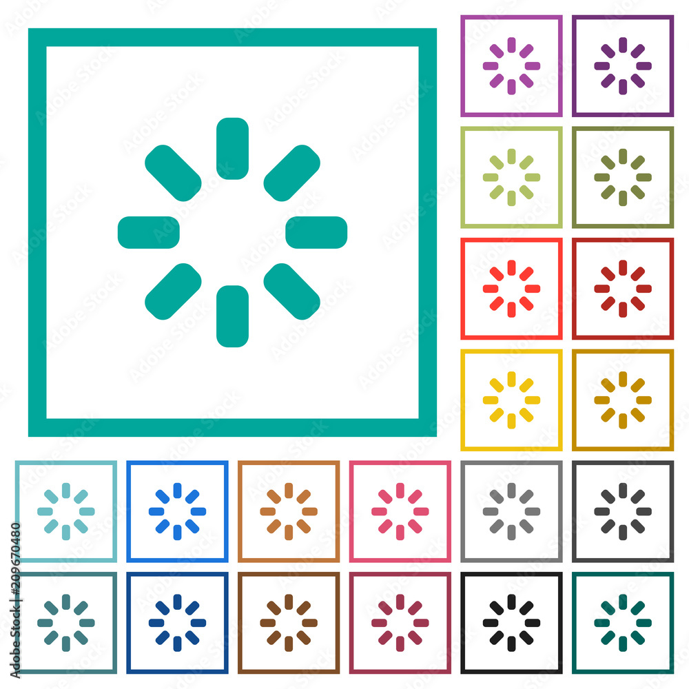 Poster loader symbol flat color icons with quadrant frames