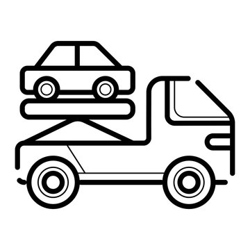 Tow truck driven cars icon