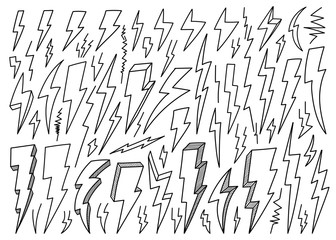 hand drawn Vector Lightning bolts