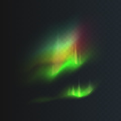 Stock vector illustration northern and polar lights Isolated on a transparent checkered background. Magnetic storms. Aurora Borealis. EPS 10.