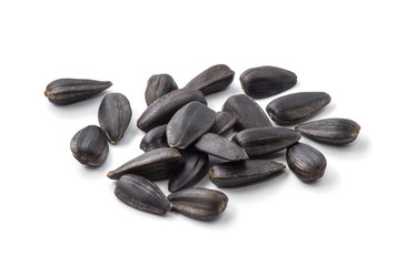 Sunflower seeds isolated on white background close up