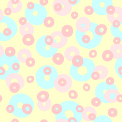 Repeated circles drawn by hand. Geometric seamless pattern for children. Endless girlish print.