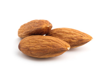 Almonds isolated on white background