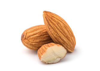 Almonds isolated on white background