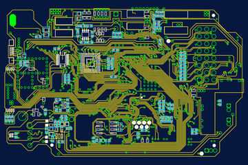 Circuit board. Technology template. Vector illustration.