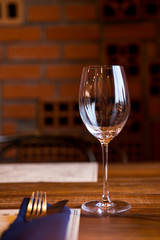 Empty Wine Glasses on table in restaurant