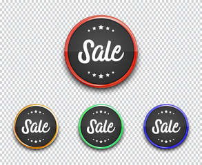 Sale circle banners isolated on transparent background. Can be used on any background. Vector illustration.