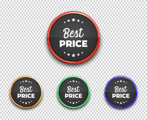 Fototapeta na wymiar Best price circle banners isolated on transparent background. Can be used on any background. Vector illustration.