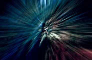 Fototapeta premium Acceleration speed motion, Light and stripes moving fast over dark background