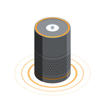 Smart Speaker Voice Assistant 3D Isometric