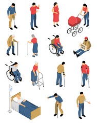 Disabled People Isometric Icons