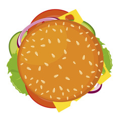 Hamburger, sandwich, vector icon. Detailed vector icon isolated on white background. Series of food and drink and ingredients for cooking.