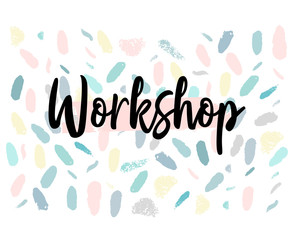 Artistic creative hand drawn header, label or poster of craft hand made art shop. Abstract background with brush paint strokes and worn textures