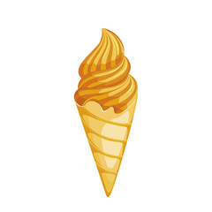 soft ice cream in a waffle cone. Vector illustration on white background. 