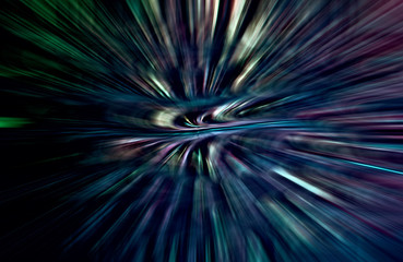 Acceleration speed motion, Light and stripes moving fast over dark background