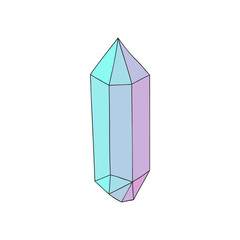 Pastel colored, hand drawn simple mineral crystal vector, icon, logo, symbol.