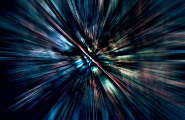 Acceleration speed motion, Light and stripes moving fast over dark background