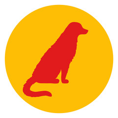 Dog silhouette circle web icon on isolation background