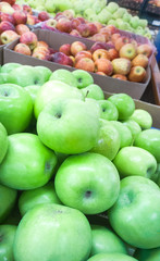 apples and peaches in the market