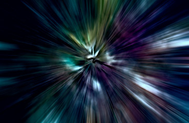 Obraz premium Acceleration speed motion, Light and stripes moving fast over dark background