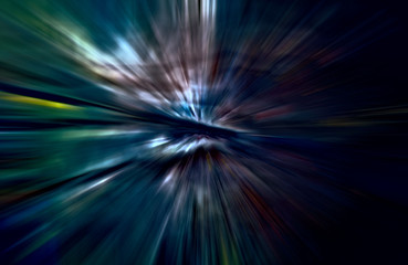 Fototapeta premium Acceleration speed motion, Light and stripes moving fast over dark background