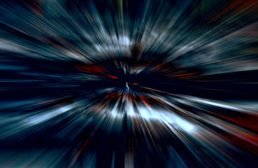Acceleration speed motion, Light and stripes moving fast over dark background