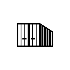 Obraz premium Shipping Cargo Container. Flat Vector Icon illustration. Simple black symbol on white background. Shipping Cargo Container sign design template for web and mobile UI element