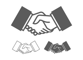 Business handshake icons. Monochrome style. isolated on white background