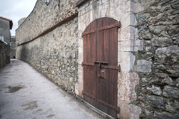 Fototapeta na wymiar Ancient street of medieval village of Villefranche-de-Conflent, France.