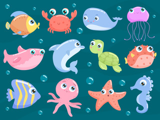 Fototapeta na wymiar Cute sea animals