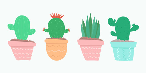 Cartoon cactuses. vector illustration.