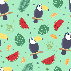 Toucan tropical seamless background. - 209688633