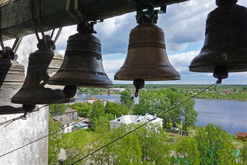 View from ancient bell tower in Kargopol north Russia