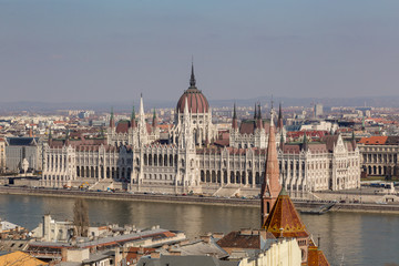 The Hungarian Parliament Building on the bank of the Danube in Budapest