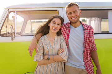 Young couple out on a road trip
