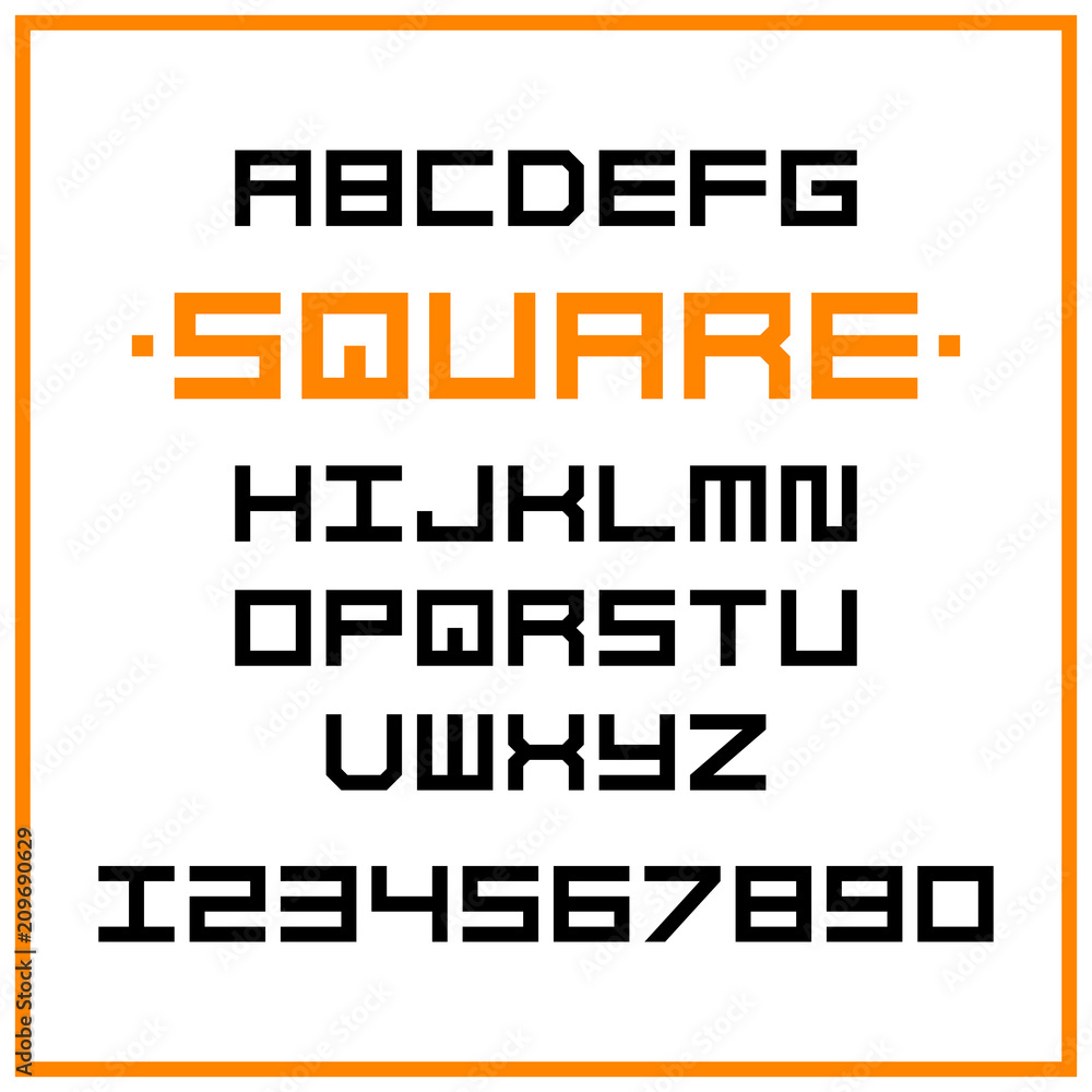 Aufkleber vector square modern alphabet set. geometric stylized letters.