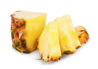 Healthy slices of pineapple on a white background