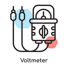 Voltmeter icon vector sign and symbol isolated on white background, Voltmeter logo concept, outline symbol, linear sign