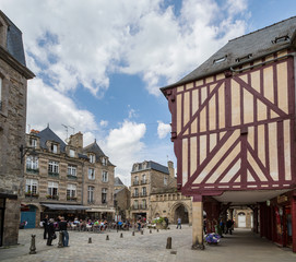 Dinan, Brittany May 7th 2013 : 'Tourists and locals wander among the stunning half timbered...