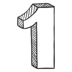 Vector Hand Drawn Sketch Illustration - Number One