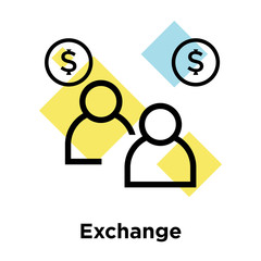 Exchange icon vector sign and symbol isolated on white background, Exchange logo concept, outline symbol, linear sign