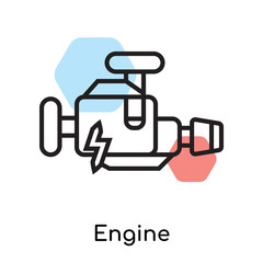 Engine icon vector sign and symbol isolated on white background, Engine logo concept, outline symbol, linear sign