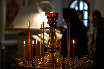 Church candles. Ministry in the Orthodox Church.