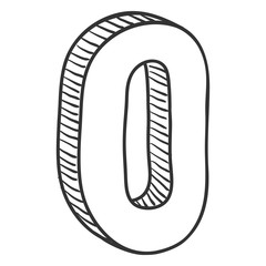 Vector Hand Drawn Sketch Illustration - Number 0.