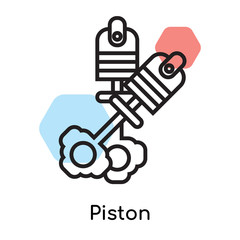 Piston icon vector sign and symbol isolated on white background, Piston logo concept, outline symbol, linear sign