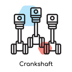 Crankshaft icon vector sign and symbol isolated on white background, Crankshaft logo concept, outline symbol, linear sign