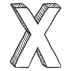 Vector Single Doodle Sketch Illustration - The Letter X