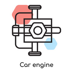 Car engine icon vector sign and symbol isolated on white background, Car engine logo concept, outline symbol, linear sign