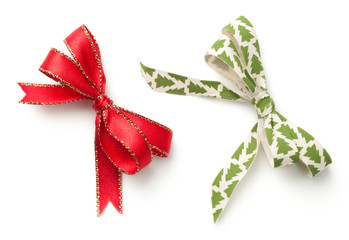 Christmas Bows Isolated on White Background