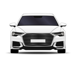 realistic car. sedan. front view.